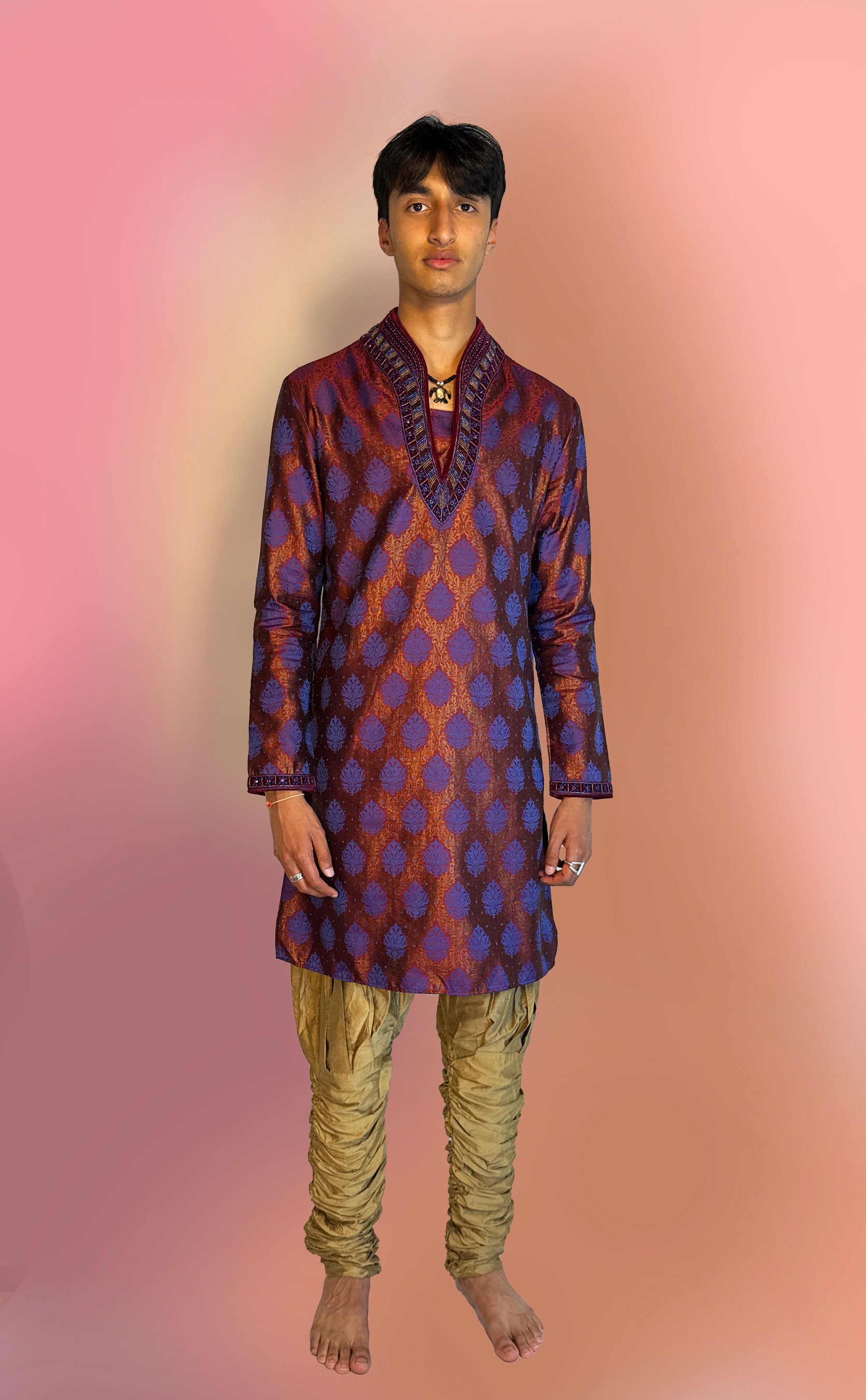 Purple-Burgundy Embroidered Kurta | Marigold - An Indian Clothing Rental Company Purple-Burgundy Embroidered Kurta | Marigold - An Indian Clothing Rental Company