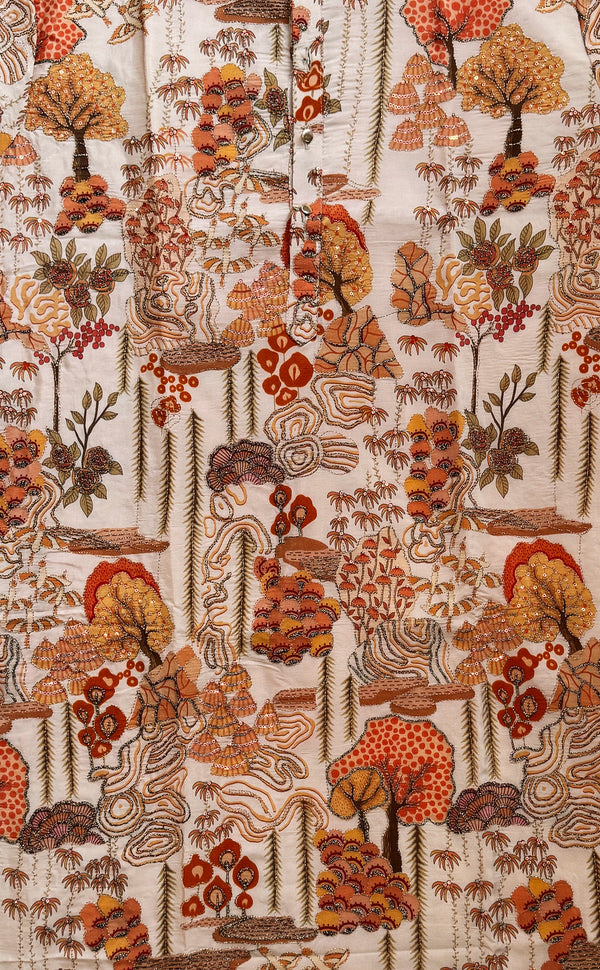 Beige Embroidered Kurta Set