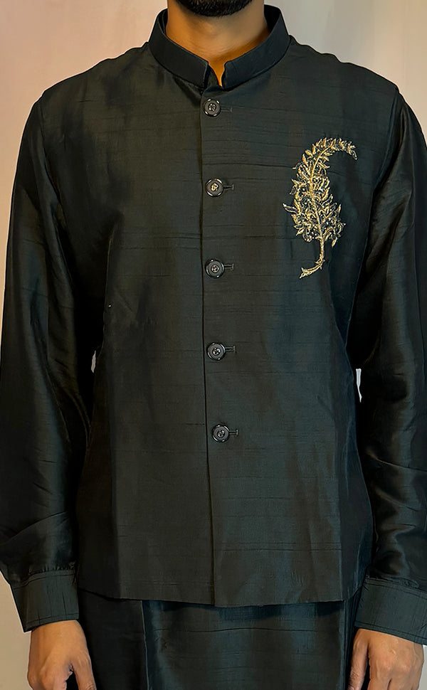 Black Indowestern Kurta Set With Vest | Marigold - An Indian Clothing Rental Company