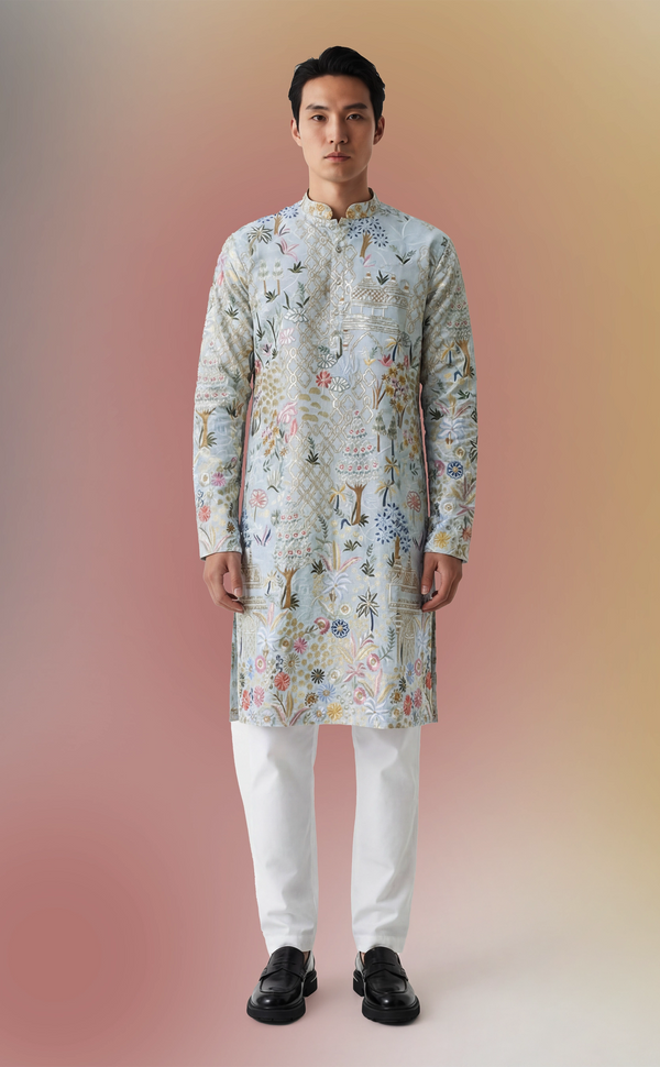 Blue Embroidered Kurta Set