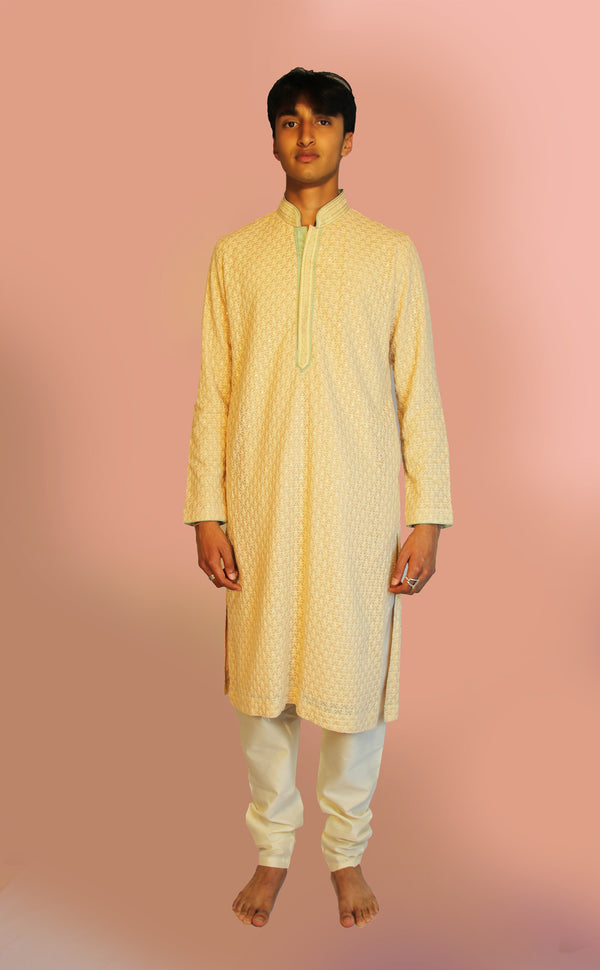 Peachy Pink Kurta Set | Marigold - An Indian Clothing Rental Company