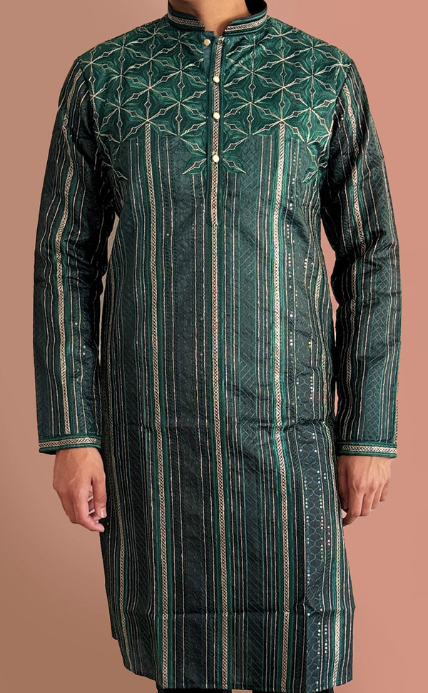 Green Geometric Kurta Set