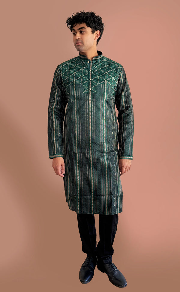 Green Geometric Kurta Set