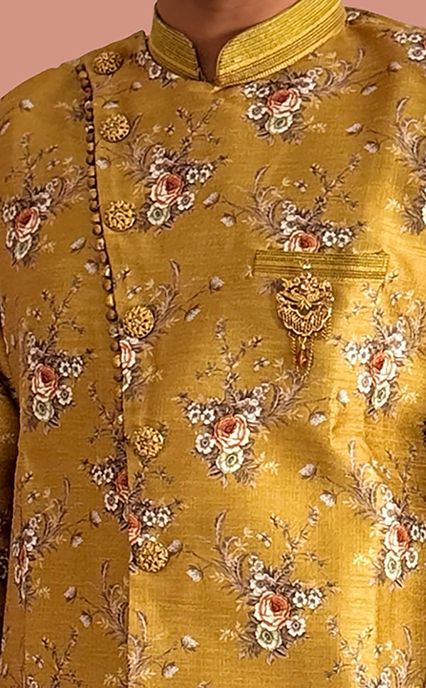 Olive Green Indowestern Sherwani