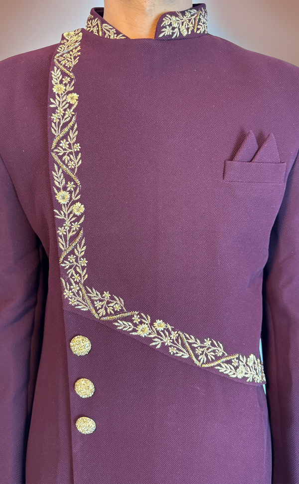 Maroon Indowestern Sherwani | Marigold - An Indian Clothing Rental Company