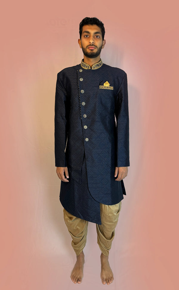 Blue Indowestern Sherwani Set | Marigold - An Indian Clothing Rental Company