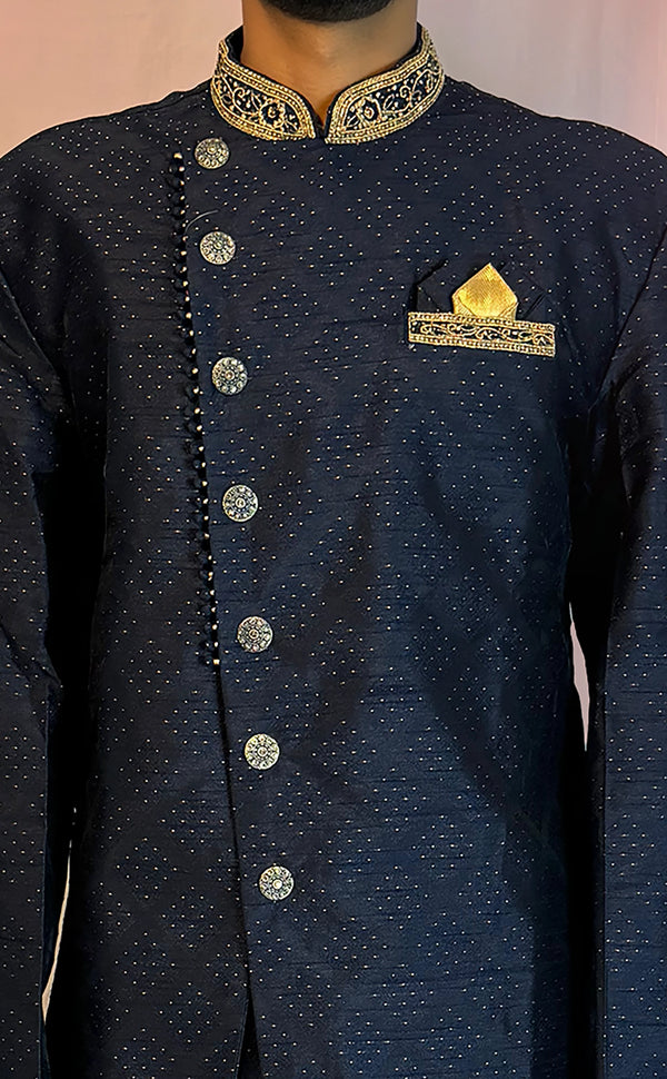 Blue Indowestern Sherwani Set | Marigold - An Indian Clothing Rental Company