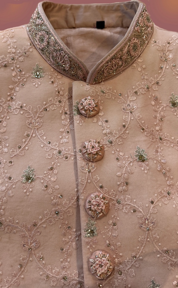 Pink Embroidered Sherwani | Marigold - An Indian Clothing Rental Company