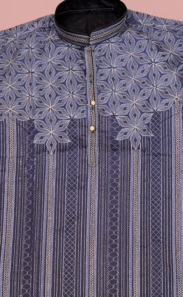 Purple Geometric Kurta Set