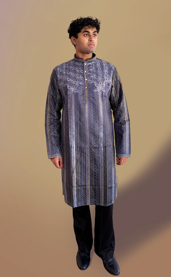 Purple Geometric Kurta Set