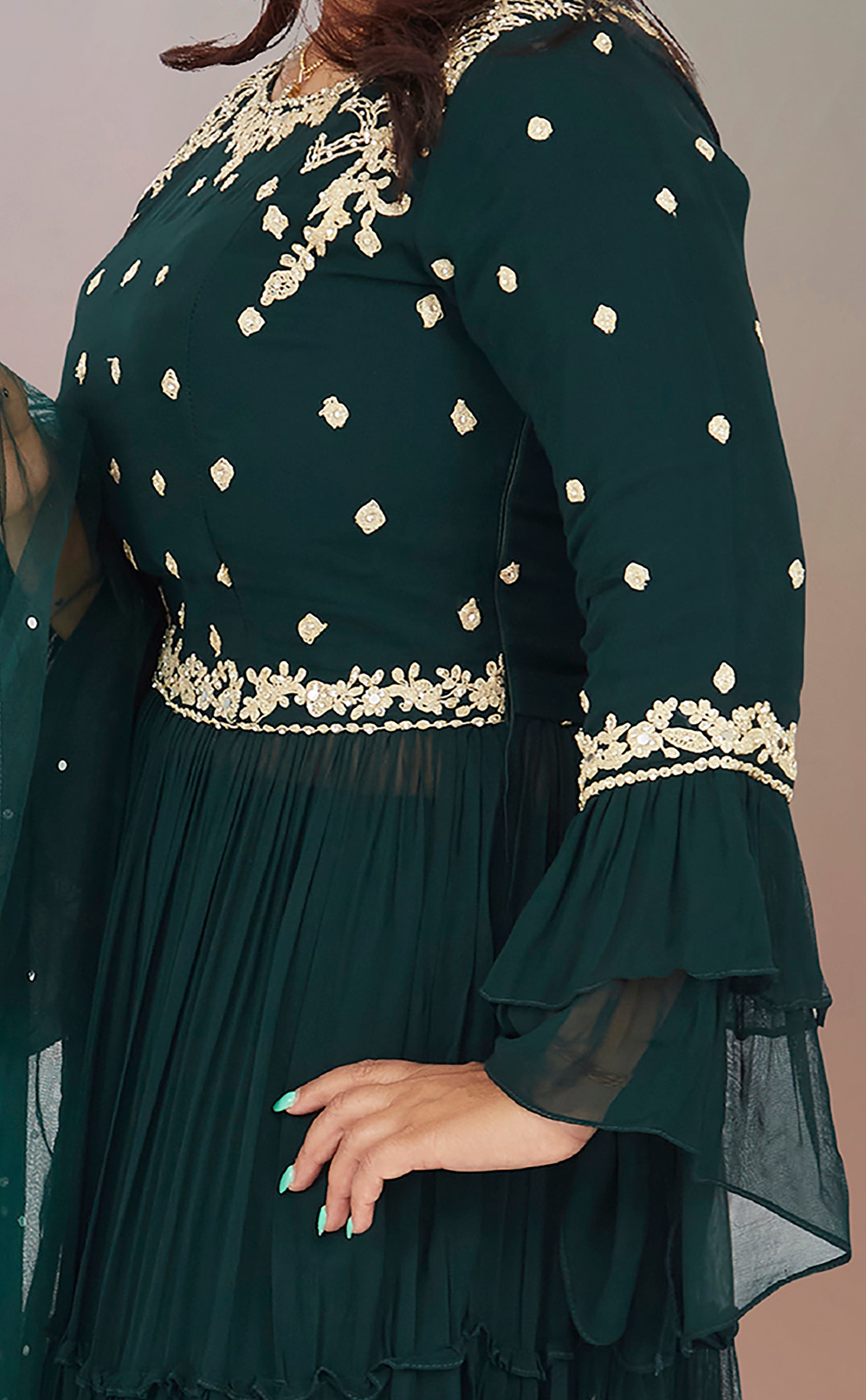 Marigold Sanaya L - Dark Green Sharara On Rent | Indian Wedding Guest Outfit Marigold Sanaya L - Dark Green Sharara On Rent | Indian Wedding Guest Outfit