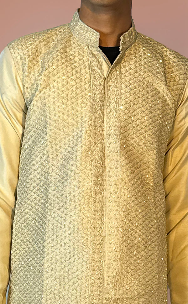 Beige Kurta Set | Marigold - An Indian Clothing Rental Company