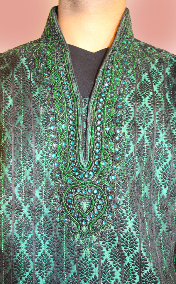 Green and Black Kurta Set | Marigold - An Indian Clothing Rental Company