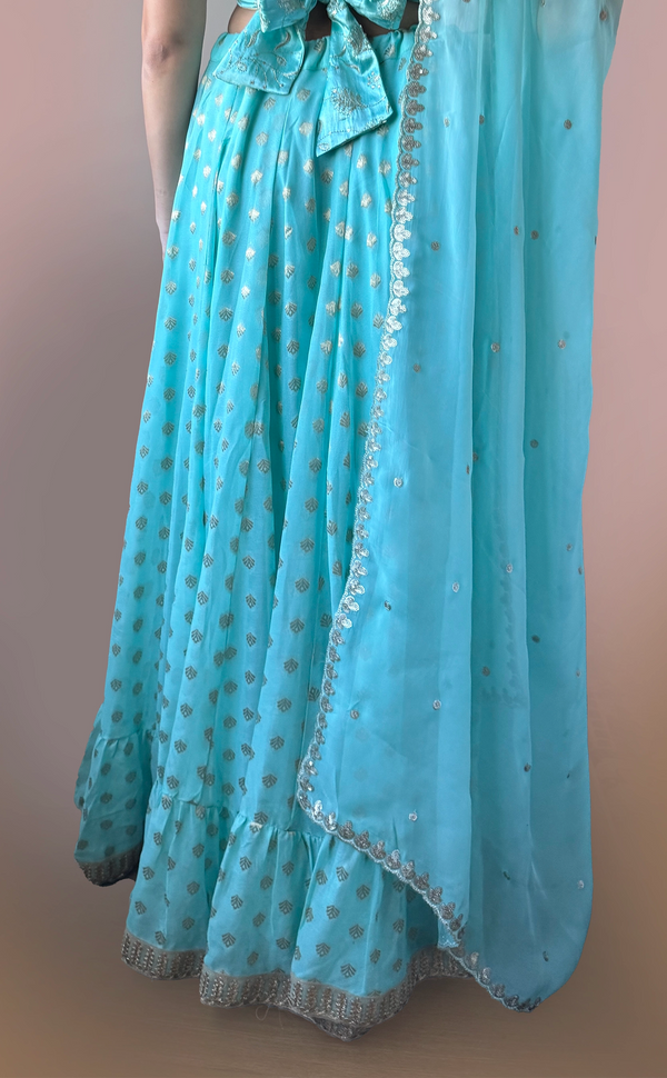 Bridesmaid Lehenga -Teal | Marigold - An Indian Clothing Rental Company