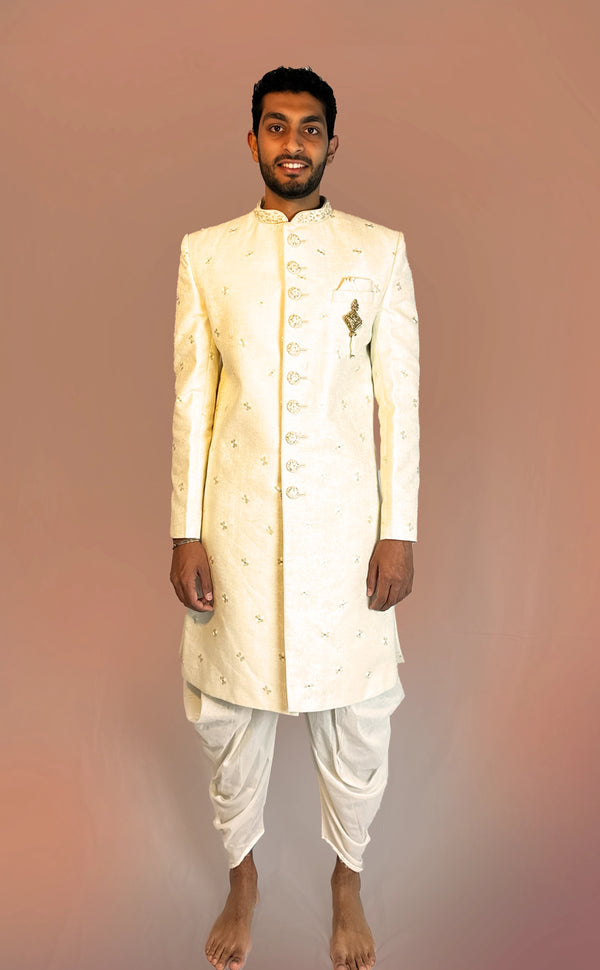 Creamy White Sherwani | Marigold - An Indian Clothing Rental Company