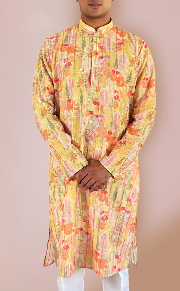 Yellow Forest Kurta | Marigold - An Indian Clothing Rental Company
