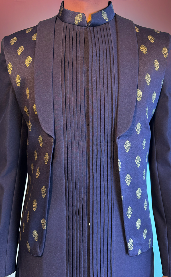 Purple Indowestern Sherwani Set with Vest | Marigold - An Indian Clothing Rental Company